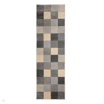 Newport Blocks Modern Geometric Tile Blocks Soft Carved Durable Short Pile Grey Runner-Melrose-Rug Love - The Most Loved Rug Store